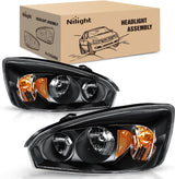 Headlight Assembly fit 2004-2007 Chevy Malibu 2008 Classic | 2004-2007 Chevrolet Chevy Malibu 2008 Classic OE Headlamp Replacement Black Housing Amber Reflector