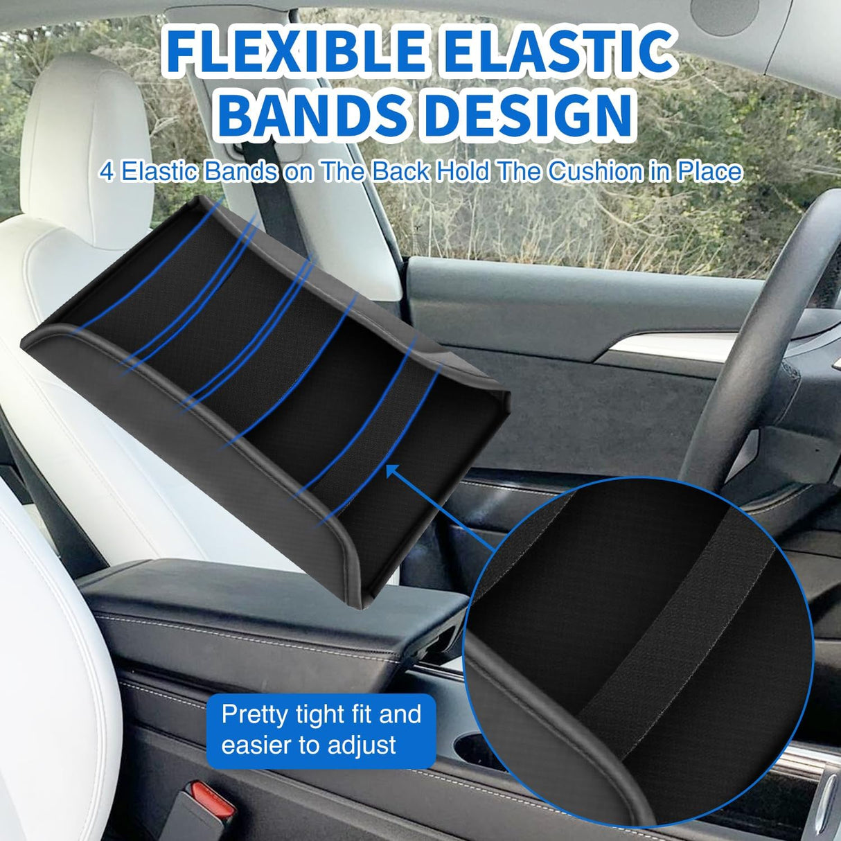 Center Console Cover Compatible with Tesla Model 3 Tesla Model Y Armrest Cover for Car Vegan Leather Middle Console Cover Car Center Console Cushion Pad (Not Fit for 2024 Tesla Model 3) -Black