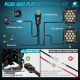 LED Pod Light 2 PCS 4.4 Inch 70 W 14 LED Square Hyper Spot Beam Offroad Driving Lights w/14 AWG Rocker Switch Wiring Harness Kit for Truck Motorbike Boat ATV UTV