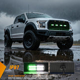 4PCS 24LED Emergency Strobe lights 12V 24V Green White Surface Mount Grille Hazard Safety Warning Light Sync Feature Side Flashing Marker Flash for Car Truck Campers