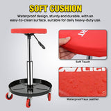 Rolling Mechanic Stool 330LBS Pneumatic Adjustable Swivel PU Seat | 360° Swivel Casters Steel Tool Tray Waterproof Seat for Garage Auto Repair Shop Workshop Warehouse Heavy Duty Workbench Stool