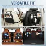 Car Seat Back Organizer 1PC Black PU Leather Universal | Removable Inner Bucket Tissue Box Mesh Pockets Waterproof Hanging Storage Bag for Cars Vans SUVs MPVs Pickup Trucks