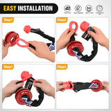 2PCS Synthetic Soft Shackle 1/2 Inch x 24 Inch & Recovery Ring Kit - 56,000 LBS Shackle Breaking Strength with 46,000 LBS MBS Snatch Pulley for 4x4 Truck SUV ATV UTV Off-Road Vehicle Extraction (Red)