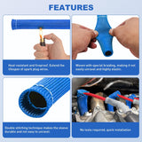 6 Inch Spark Plug Wire Heat Shield Sleeve 8PCS Blue | 3002°F Boot Protector with 10 Metal Zip Ties, Replacement for LS1 LS2 SBC BBC 350 454 Car Truck