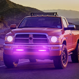 Slim LED Light Bar 2Pcs 7 Inch 16LED Single Row Spot Flood Combo Purple Off Road Driving Decoration Neon Hunting Lighting for 12V 24V ATV UTV Pickup Truck Tractor