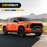 Bull Bar with Light Bar&License Plate Hole Compatible with Toyota Tundra 2022 2023 2024 Truck Brush Guard, Front Bumper Push Bar w/Grille Skid Plate Light Mount