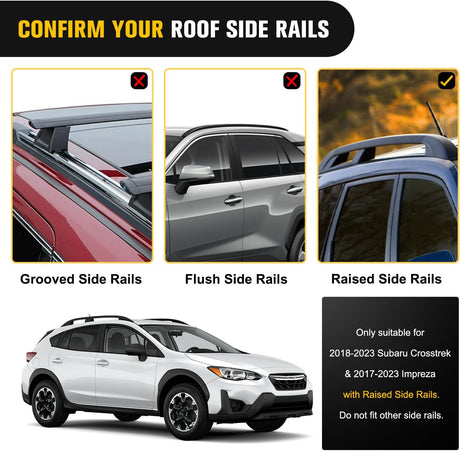 Roof Rack Cross Bars Fit for Subaru Crosstrek 2018-2023 & Impreza 2017 18 19 20 21 22 2023 Aluminum Rails Crossbars with Rubber Pad for Rooftop Cargo Carrier Kayak (Only Fit Raised Side Rails)