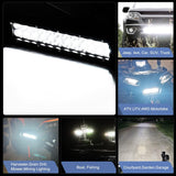 12Inch 300W Triple Row Led Light Bar Spot Flood Combo Off Road Lights Mounting Bracket Horizontal Bar Tube Clamp Led Lamp with Wiring Harness for Truck Golf Cart ATV UTV