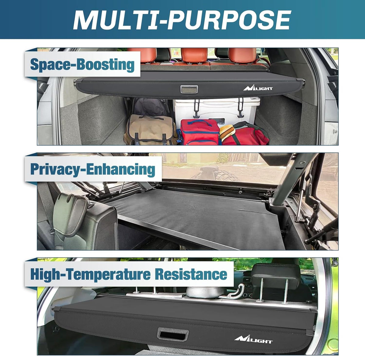 Trunk Cargo Cover Fit for Lincoln Nautilus 2024 2025 2026 | Retractable Security Shade, Includes Trunk Storage