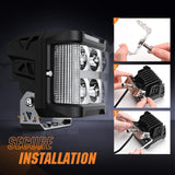 Side Shooter LED Light Pods with Amber DRL 4 Inch 26 W Spot Flood Combo LED Cubes Light w/ 16AWG Wiring Kit for Offroad Driving Fog Light Auxiliary Light on Truck ATV UTV