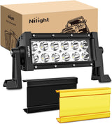 7.5 Inch 36 W LED Light Bar with Yellow Black Covers | Spot Lighting for Work Backup Off Road Driving Fog Lamp on Motorcycle Van Camper Pickup Golf Cart ATV UTV SUV Truck Boat 4x4