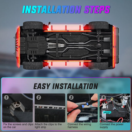 8Pcs Aluminum Underglow Neon Accent Strip Lights 396 LEDs RGB Door Assist Multi Color DIY Sound Active Function Music Mode with APP and Remote Control Underbody Light Strips for Car Truck RV