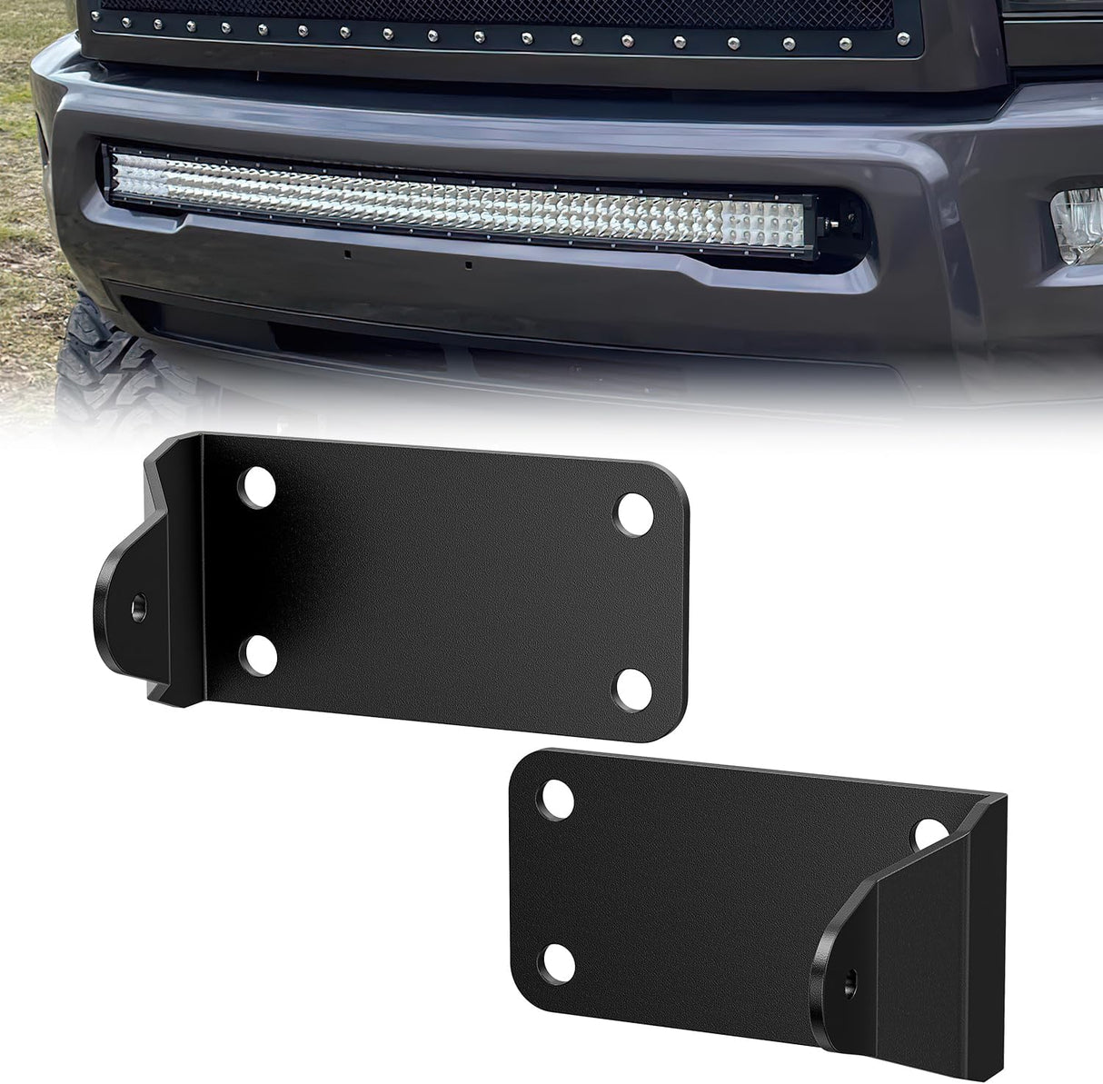 Hidden Bumper Mounting Brackets for 2010-2020 Dodge Ram 2500 3500 | Designed for 40 Inch Single Double Row Curved LED Light Bar,Heavy-Duty Steel,Front Lower Hidden Bumper Brackets