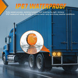 Trailer Tail Lights 2PCS 4Inch Round 32LED Amber Halo Chrome | Plated Frame Grommet Mount IP67 Waterproof Marker Clearance Turn Signal Running Taillights for Trailer Truck Pickup Camper RV