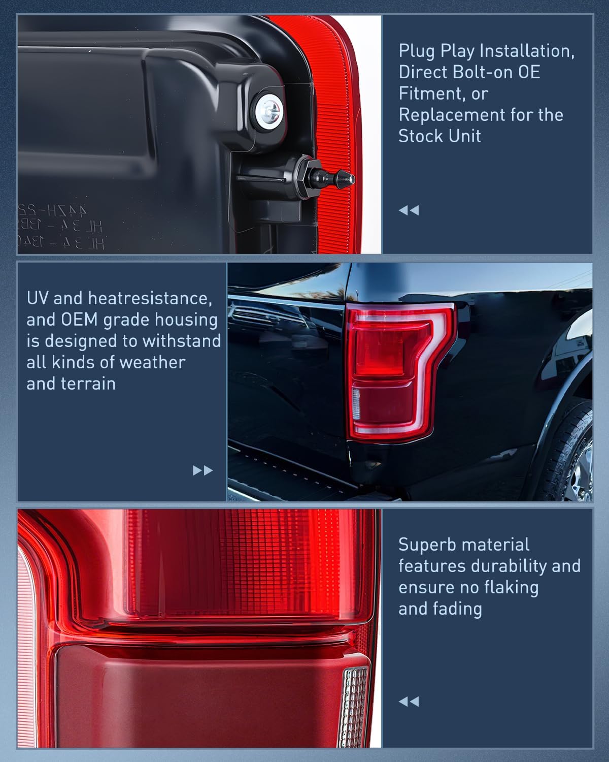 Taillight Assembly Compatible with 2015 2016 2017 Ford F150 Rear Tail Light with Blind Spot Lamp Replacement LED OE Style Module NOT Included Drive and Passenger Side