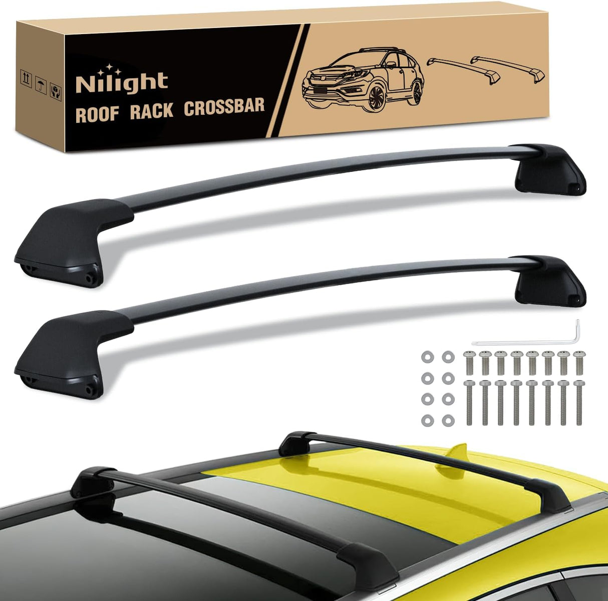 Roof Rack Cross Bars Compatible with Honda CR-V 2012 13 14 15 2016 with Factory Side Rails, Adjustable Aluminum Less Wind Noise Car Crossbars for Cargo Carrier Luggage Box Kayak Tent Snowboard