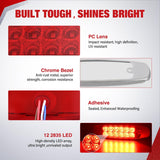 6.3 Inch Amber Red Rectangle Side Marker Light with High Low Strobe | 12 LED IP67 Waterproof Chrome Bezel 12V Surface Mount Marker & Clearance Light Fits Pickup Trucks Trailers RVs Boats,20 Pack