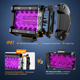 4 Inch LED Light Pods Purple Triple Row 2PCS 60W Flood Spot Combo Off Road Driving Decoration Neon Hunting Lighting for UTV Pick-up Van Boat Tractor