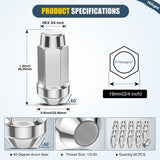20PCS 1/2-20 Lug Nuts Compatible with 1987-2017 Jeep Wrangler | for 1991-2020 Ford Explorer 1994-2014 Mustang One-Piece Solid Chrome Steel Closed End Wheel Nuts Replace