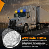 Watermelon Light 17 LED Dual Color 2PCS Stainless Steel Bezel Amber to Blue Side Marker Clearance Turn Signal Lights 4 Plug IP68 Waterproof for Trailer Truck Pickup Camper RV ATV UTV Boat