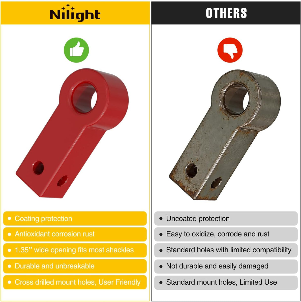 Aluminum Soft Shackle Hitch for 2 Inch Receiver 35274 Lbs Break Strength with Lock Pin 1.35 in Oversize Smooth Hole for Large Soft Shackles Off-Road Towing Accessory for Trucks SUV (Red)