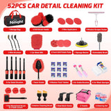 Automotive Tools 52PCS Car Detailing Kit Auto Cleaning Tools Wash Set with Storage Carry Bag Home Use for Interior Exterior Deep Clean Polish Car Care Windshield Dashboard Seat Air Vents Wheels Tires, Red