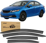 Window Visors for Honda Civic Sedan 2012 2013 2014 2015 | Tape-On Rain Guards Outside Mount Vent Visors Window Deflectors Fresh Air Ventilation Smoke Tint, 4PCS