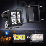 LED Pod Lights with Amber DRL 3.2 Inch Square 20W 2510LM Super Spot Beam w/ 16AWG Wiring Harness Kit Auxiliary Offroad Driving Ditch Light for Truck UTV ATV SUV 4x4
