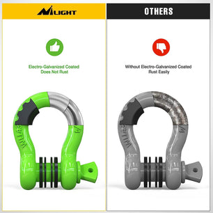 3/4 inch D-Ring Shackle Green (Pair) Nilight