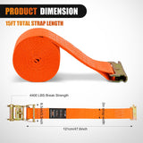 E-Track Ratchet Straps 8 Pack 2 Inch x 15 Inch  Orange | Heavy Duty Cargo Tie-Downs 4400 lbs Breaking Strength Standard E Track accessories Fit for Cargo Vans Trucks Trailers