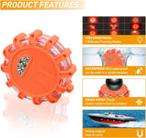 LED Road Flares Emergency Lights 6 Pack,9 Flash Models Roadside Safety Flashing Warning Light with Magnetic Base & Hook,Storage Bag(Batteries Not Included)