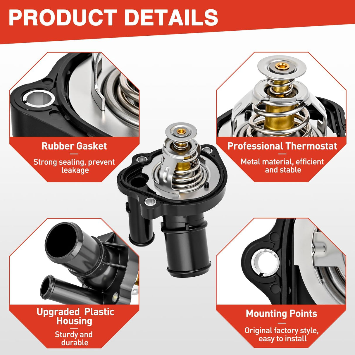 Thermostat Housing Assembly Compatible with Ford Escape Focus Fusion Ranger Mazda 3 5 6 CX-7 MX-5 Lincoln MKZ Mercury Mariner Milan Coolant Thermostat Housing for Car 85980 34044 L32715170A