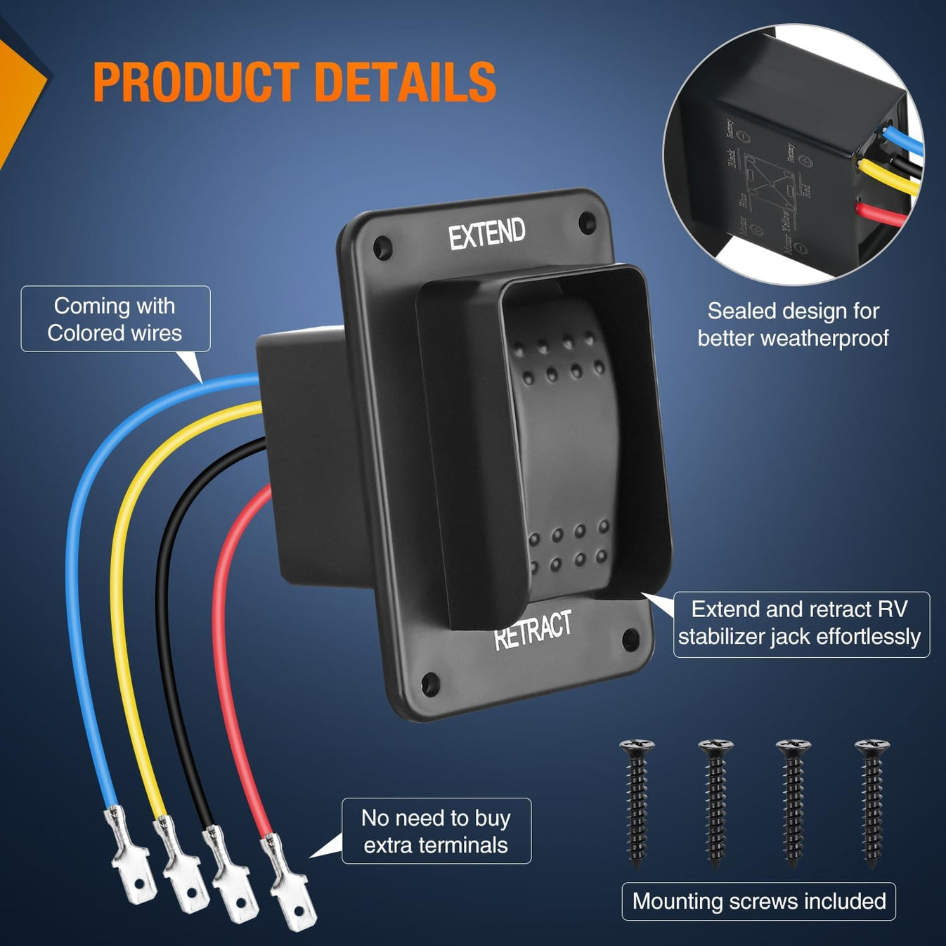 4 Pin RV Electric Stabilizer Jack Switch Nilight