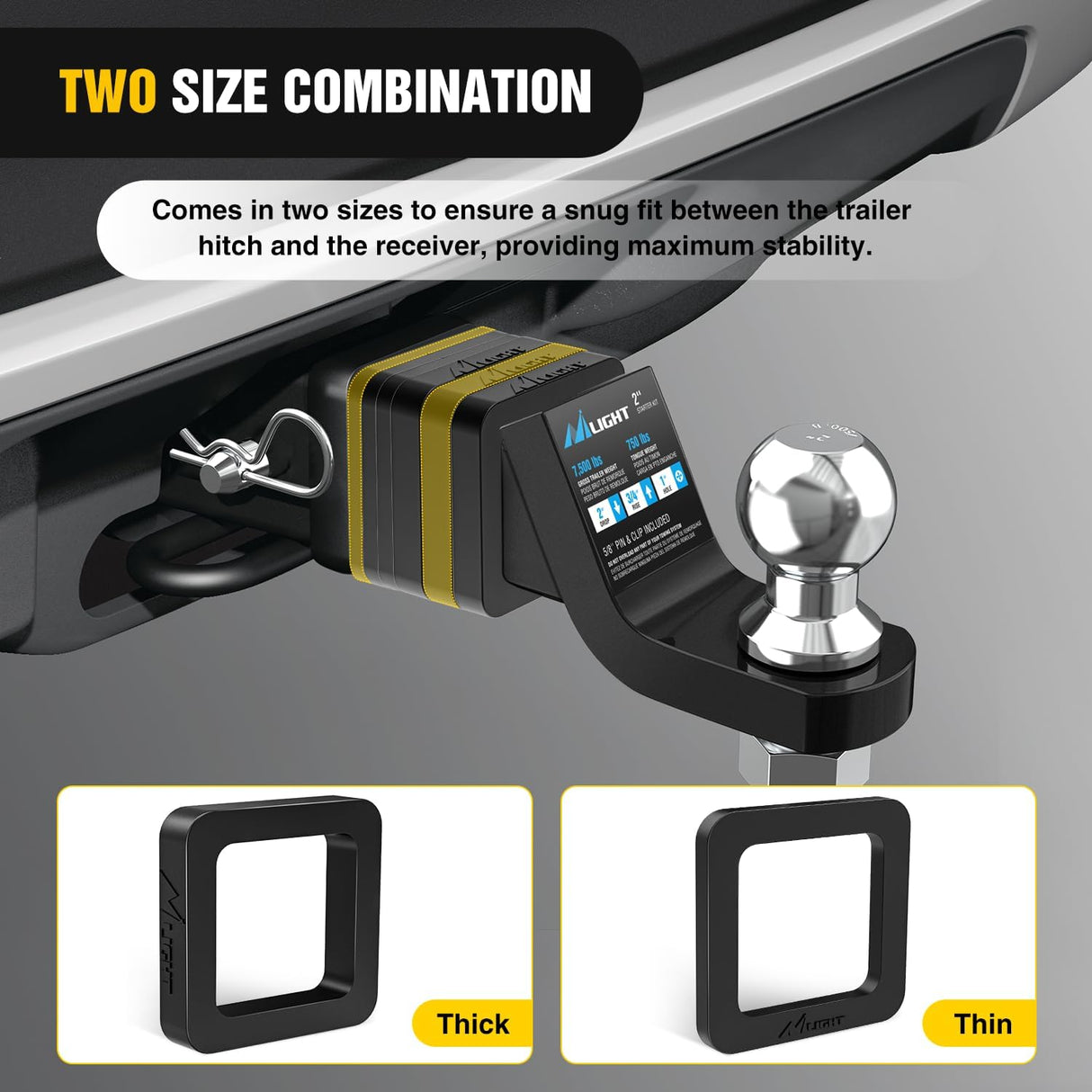 6 Pack-Multiple Size Combination 2.5Inch Hitch Receiver Silencer Pad Reduce Rattle and Noise Between Receivers and Tow Hitches Fits for 2.5Inch Trailer Hitch Receiver