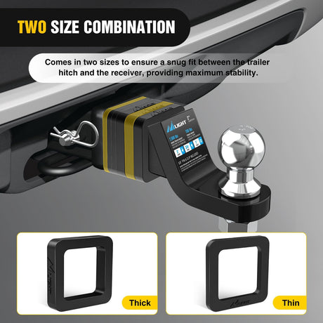 6 Pack-Multiple Size Combination 2.5Inch Hitch Receiver Silencer Pad Reduce Rattle and Noise Between Receivers and Tow Hitches Fits for 2.5Inch Trailer Hitch Receiver