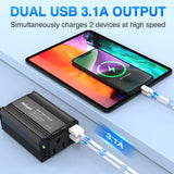 150W Power Inverter 12V DC to 110V AC Car Charger Converter with 3.1A Dual USB Ports and 1 AC Outlets for Phones Tablets Laptop Computer Game Console Kindle iPad DVD Players Black
