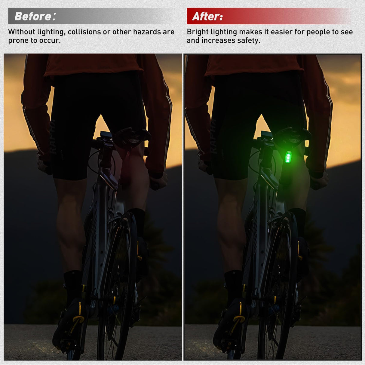 LED Safety Light 4PCS Green Marine Navigation Bike Tail Lights Three Modes Waterproof Reflective Gear Clip On Flash Strobe Indicator Lamp for Night Boating Fishing Cycling Jogging