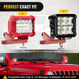 Hood Light Brackets for Wrangler JL JLU Gladiator JT 18-25, Red | for Jeep Wrangler JL JLU Gladiator JT 2018 2019 2020 2021 2022 2023 2024 2025, A-Pillar Auxiliary Offroad LED Pods Mounting