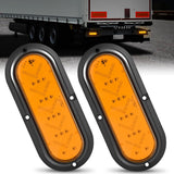6Inch Oval Tail Light 2PCS 35LED Arrow Amber Running Turn Signals Lights Surface Mount Waterproof for 12V Caravan Truck RV Camper Trailer Bus
