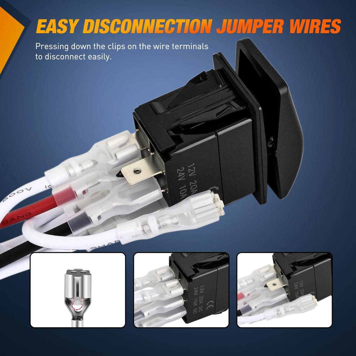 2 Pack Momentary Rocker Switches 6 Pin Waterproof ON Off ON DPDT Toggle Switch 20A/12V 10A/24V with Jumper Wires Set for Cars Trucks Boats ATVs UTVs RVs