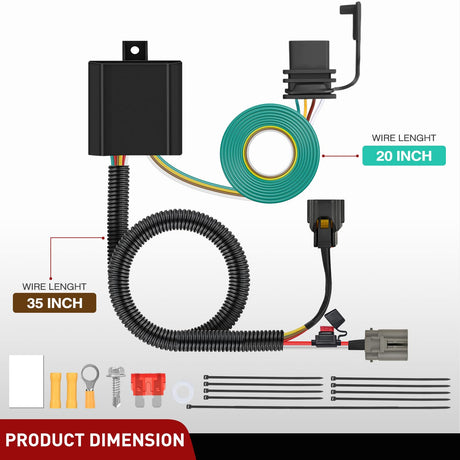 4 Pin Trailer Wiring Harness Kit 56332 Vehicle Standard 4 Way Connector Custom for 2010 2011 2012 2013 2014 2015 2016 2017 2018 2019 2020 2021 Kia Sedona Sorento Hyundai Santa Fe XL Veracruz