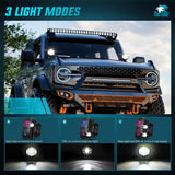 7 Inch LED Offroad Driving Lights High Low Beam 2 PCS 80W Round White Light Side Shooter Spot Flood Fog Light Pod w/ 16 AWG DT Connector Wiring Harness Kit for Jeep Truck ATV UTV SUV