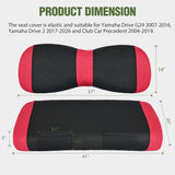 Golf Cart Front Seat Cover 1PC Red Black Yamaha Drive G29 Drive2 | Breathable Sun Scratch Resistant Washable No Staple Fits 2007-2016 Yamaha G29 2017-2026 Drive2 2004-2019 Club Car Precedent