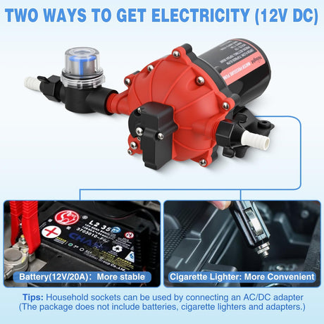 RV Water Pump 12v Camper Water Pump 7.0 GPM 70 PSI with Pressure Switch Strainer Heavy Duty Diaphragm Pump 12 Volt DC Upgrade Self-Priming Low Noice for RV Marine Yacht Caravan Camper Trailer