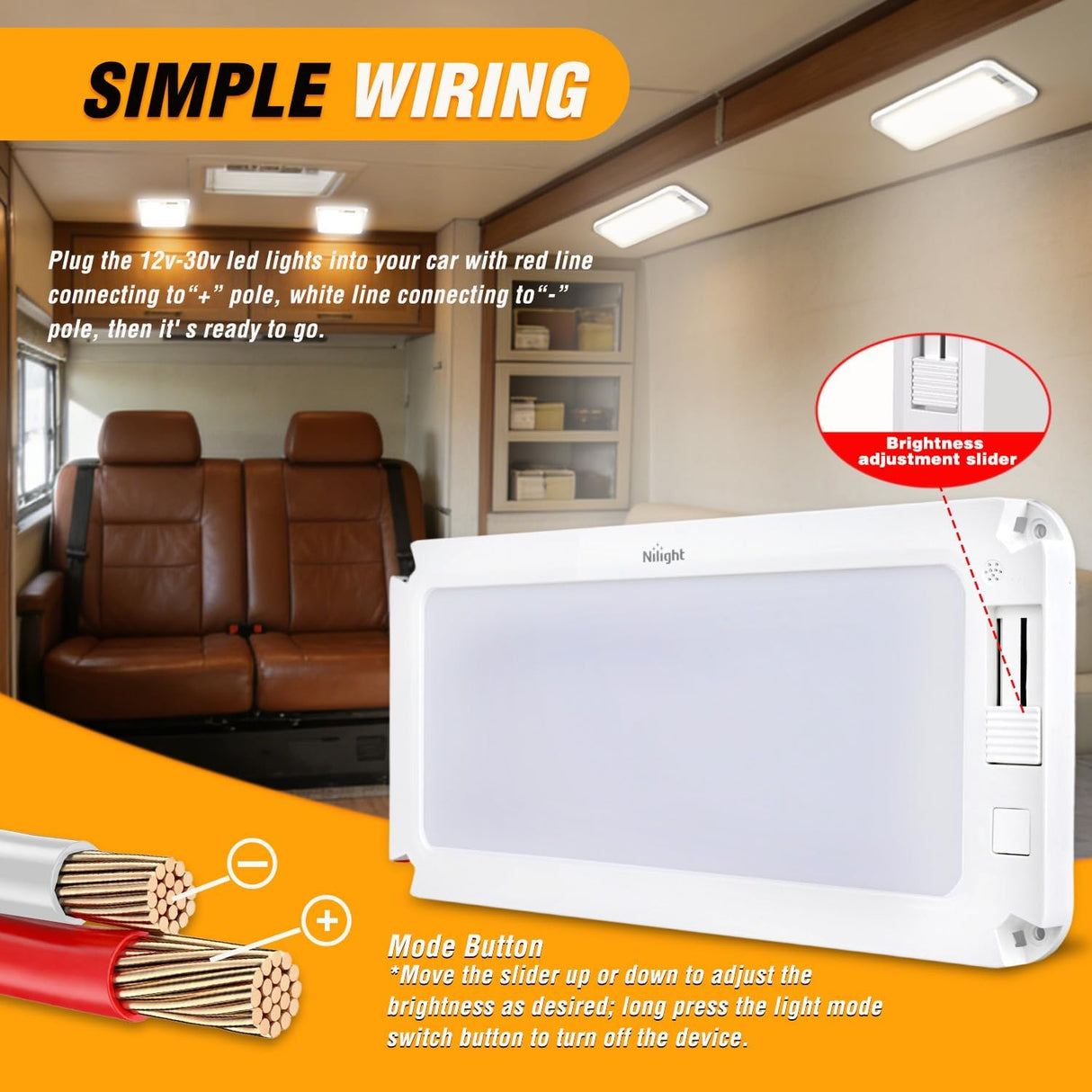 LED Interior Light 4PCS 12.5 Inch 3 Color Ceiling Light | 96LEDs with Dimmable 3100K to 6500K Lighting Memory Function and 12V-30V Compatibility for RV Enclosed Cargo Trailer Van Boat