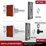Heavy Duty Momentary Toggle Switch Waterproof 3 Pin 3 Position (ON)-Off-(ON) SPDT 12V DC 30A with Up-Down Mounting Panel and Weatherproof Cap Cover for Auto Car Marine Boat Automotive
