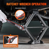 Scissor Jack for Car 2 Ton(4409 lbs), Heavy Duty Steel Scissor Lift Jack Car Kit with Ratchet Wrench for Sedan SUV MPV Tire Changing, 3.9 Inch-15.7 Inch Lifting Range Portable Small Jack Black