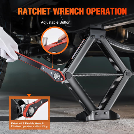 Scissor Jack for Car 2 Ton(4409 lbs), Heavy Duty Steel Scissor Lift Jack Car Kit with Ratchet Wrench for Sedan SUV MPV Tire Changing, 3.9 Inch-15.7 Inch Lifting Range Portable Small Jack Black