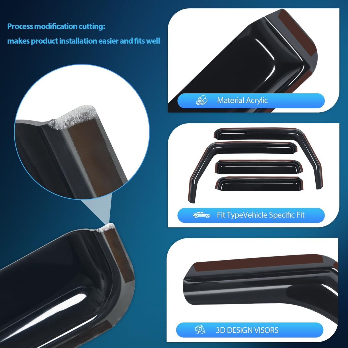 in Channel Rain Guards for Wrangler JK 2007 2008 2009 2010 2011 2012 2013 2014 2015 2016 2017 2018 Unlimited 4-Door Window Deflectors, Vent Window Visors