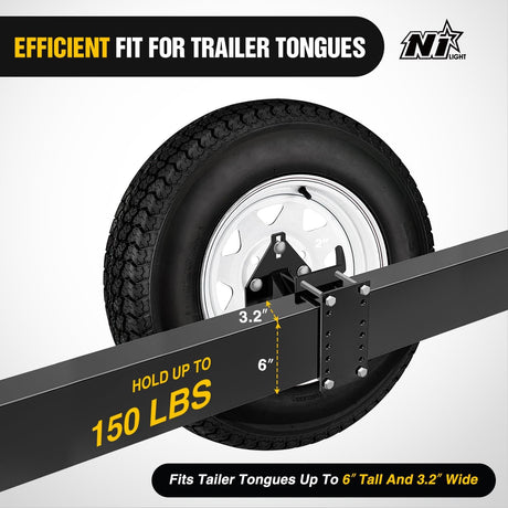 Spare Tire Carrier 3-Nuts Design Boat Trailer Carrier Bracket Utility Trailer Accessories Fits 4 & 5 & 6 Lugs Trailer Wheels on 4 Inch 4.5 Inch 4.75 Inch 5 Inch 5.5 Inchand 6 InchBolt Patterns 150 Lbs